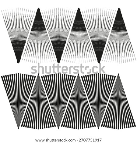 Abstract wave pattern. Line fan elements. Geometric triangle Vector. Monochrome texture graphic.