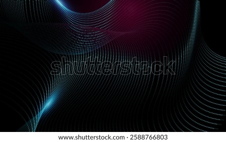An abstract wave pattern made of glowing dots, transitioning from teal to pink, set against a dark background, creating a high-tech and dynamic feel. Technology pattern