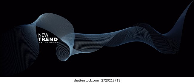 Modelo abstracto de la onda con el nuevo texto de la tendencia en fondo oscuro
