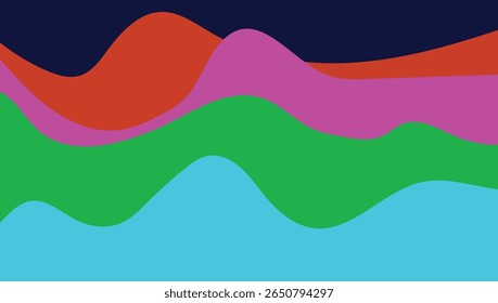 Abstract Wave Pattern Organic Smooth Flowing Lines Background with Vibrant Color Layers for Modern Design Concepts