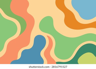 Abstract wave pattern with overlapping organic shapes in muted pastel tones