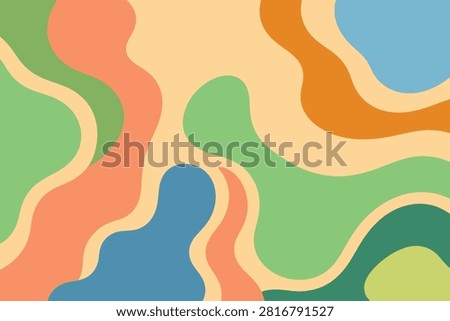 Abstract wave pattern with overlapping organic shapes in muted pastel tones