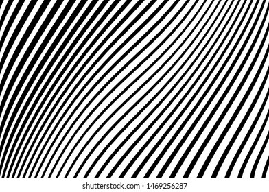 Abstract wave pattern. Texture with wavy, curves lines. Optical art background. Wave design black and white. Digital image with a psychedelic stripes. Vector graphic