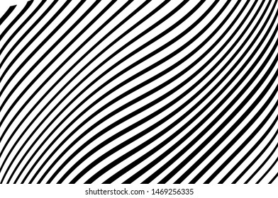 Abstract wave pattern. Texture with wavy, curves lines. Optical art background. Wave design black and white. Digital image with a psychedelic stripes. Vector graphic