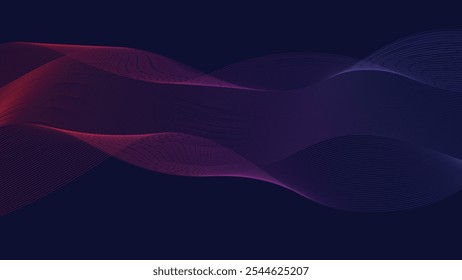 Padrão de onda abstrato com gradiente vermelho vibrante, azul e roxo.