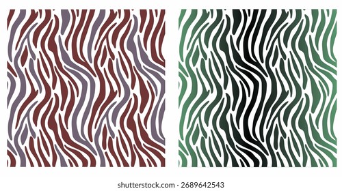 Abstract Wave Patterns: Two elegant designs feature flowing wave patterns in various hues, perfect for adding a touch of sophistication and movement to any creative project.