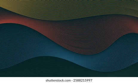 Abstract wave patterns in vibrant colors creating a dynamic visual flow against a dark background