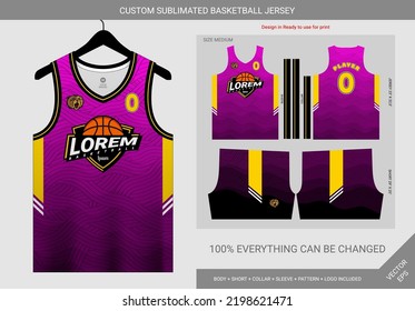 Abstract Wave Pink Basketball Jersey Template Stock Vector (Royalty ...