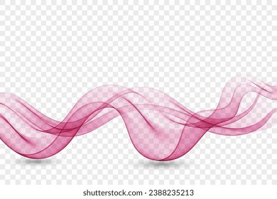 Abstract wave of pink color, transparent flow of pink lines, design element.