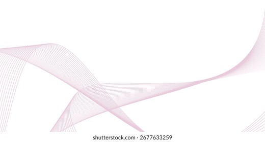Abstractas líneas de color rosa de la onda de fondo blanco. Línea ondulada curva, efecto de raya suave.
