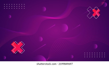 Fondo de color púrpura de onda abstracta con estilo memphis Vector Premium