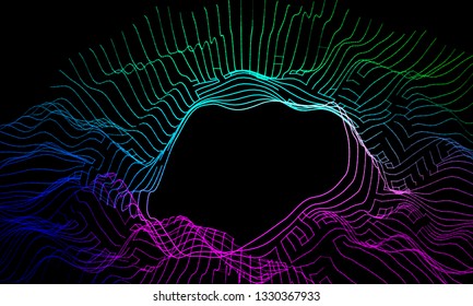 Abstract  wave radial  with color lines . Futuristic background. Vector illustration.