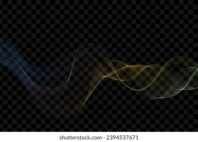 Abstract wave, rainbow colors on a dark background. Design element.
