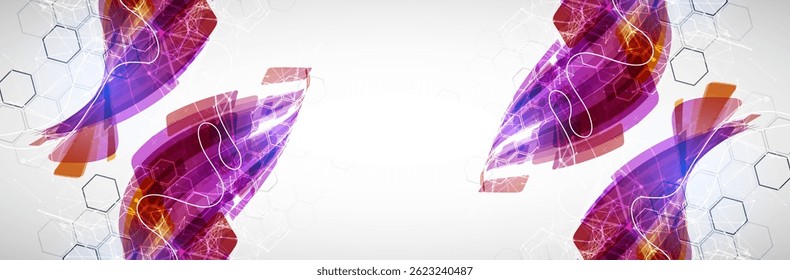 Abstract wave of rectangles with plexus elements. Hand drawn vector.