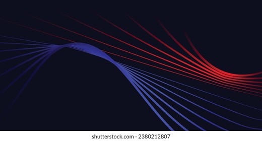 Abstract wave red and blue lines vector banner.