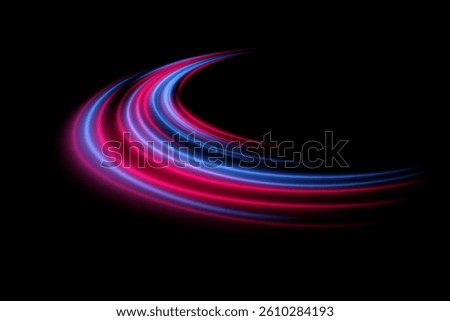 Abstract wave. Red and blue lines in soft swirl with motion blur. Smooth energy path, modern dynamic design.