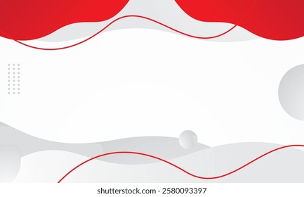 Abstract wave red color on white background