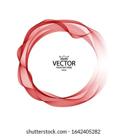 Abstract wave red-pink background. Round frame of red waves.