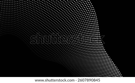 Abstract wave ripple of white dots on black design