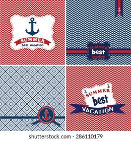 Abstract wave sea pattern with minimal round text box, vector illustration