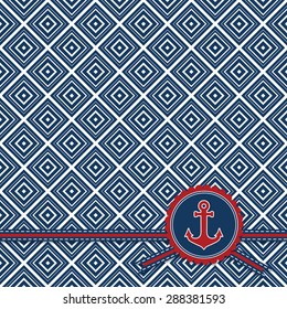 Abstract wave sea pattern with minimal round text box, vector illustration