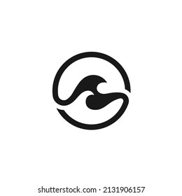 Abstract Wave Sea Water. Monogram Letter S Logo Design.  Simple Icon Concept