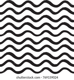 Abstract wave seamless pattern. Stylish geometric background. Wavy line ornamental wallpaper.  Water wave line stripe texture 