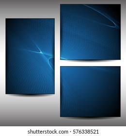 Abstract wave set blue background advertising vector shiny colorful line
