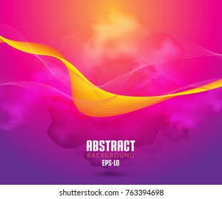 Abstract Wave Set on Colorful Background. Vector Illustration. EPS10
