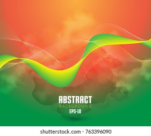 Abstract Wave Set on Colorful Background. Vector Illustration. EPS10
