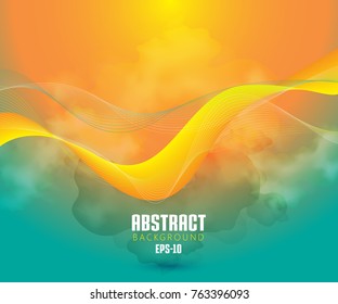 Abstract Wave Set on Colorful Background. Vector Illustration. EPS10
