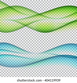 Abstract  Wave Set on Transparent Background. Vector Illustration. EPS10
