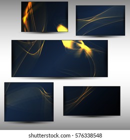 Abstract wave set yellow background advertising vector shiny colorful line

