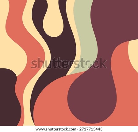 Abstract Wave Shape Background. Modern Liquid Color Blocks with Natural Shades of Red, Brown, Cream, and Green, Minimalist Curved Abstract Pattern for Posters, Wallpapers, Branding, Web Design, and Creative Projects