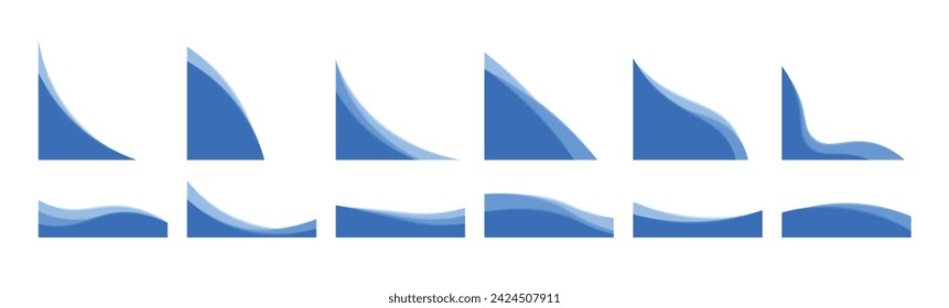 Abstract Wave Shape for Corner Border, Banner Decoration. Modern Element Corner for Business, Certificate, Corporate, Vector Illustration 