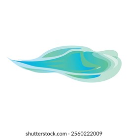 Abstract wave shape with flowing lines and a gradient of blue and green hues