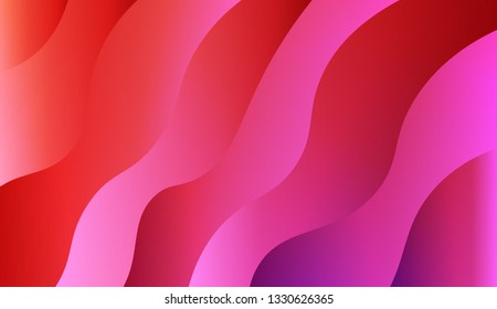 Abstract wave shape with gradient red, orange, purple color. Warm colors. Vector illustration