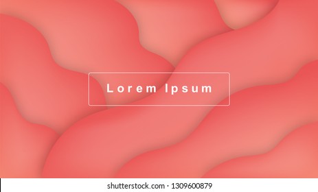 Abstract Wave Shape Gradients. Living Coral Trendy Color. Background Design Composition For Flyer, Banner, Magazine, Brochure, Website, Cover, Poster, Mobile App. Vector Illustration, Eps 10.