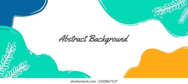 Abstract wave shape with leaf outline illustration. Horizontal banner template with copy space