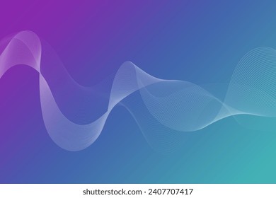 Abstract wave shape on gradient vivid bright magenta blue background. Minimal futuristic design backdrop.