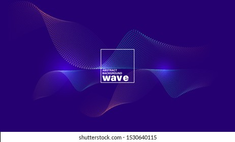 Abstract wave shape on neon blue violet background. Minimal futuristic design backdrop.