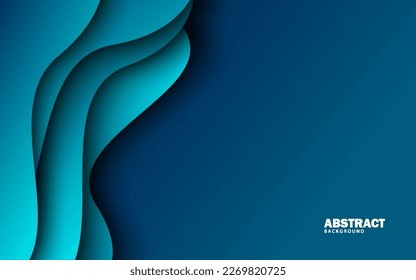 Abstract wave shape papercut blue background vector