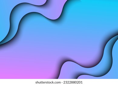 Abstract wave shape papercut blue color background vector