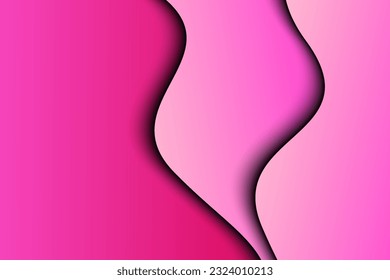 Abstract wave shape papercut pink color background vector
