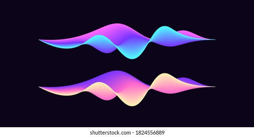 Abstract wave shape for voice recognition system, virtual assistant speech. Gradient audio wave, voice command control, futuristic waveform. Vector UI element for mobile app with voice interface