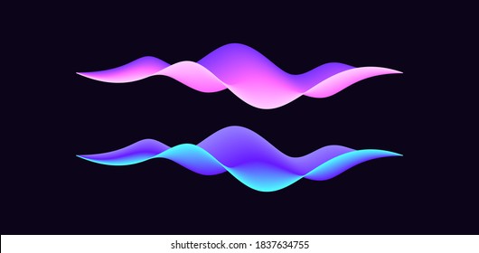 Abstract wave shape for voice recognition system. Gradient audio wave for virtual assistant, voice command control, futuristic waveform. Vector UI element for mobile app with voice interface