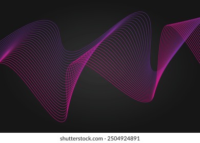 Abstract wave shapes for creative projects. Digital frequency modulation design. Artistic linear background. Vector gradient waves and lines. Smooth flowing stripes, refined curves.
