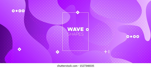 Abstract Wave Shapes. Light Minimal Brochure. Purple Graphic Movement. Digital Template. Abstract Fluid Pattern. Gradient Poster. Vivid Vector Illustration. Futuristic Motion. Minimal Poster.