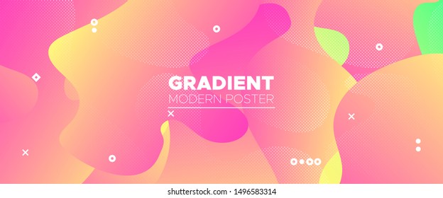 Abstract Wave Shapes. Pink Gradient Brochure. Bright Vector Illustration. Digital Template. Abstract Flow Design. Gradient Poster. Graphic Wallpaper. Futuristic Concept. Abstract Fluid Pattern.