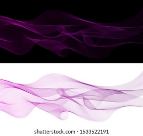 Abstract wave shapes vector design element. Flowing particle waves.